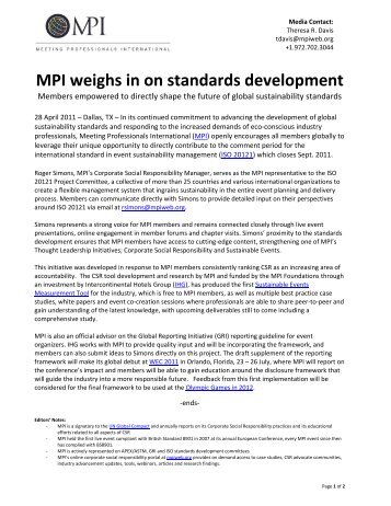 MPI weighs in on standards development - Meeting Professionals ...