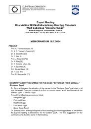 Expert Meeting Cost Action 923 Multidisciplinary Hen Egg Research ...