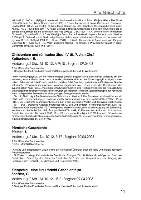 Sommersemester 2008 - Homepage des Fachs Geschichte der ...