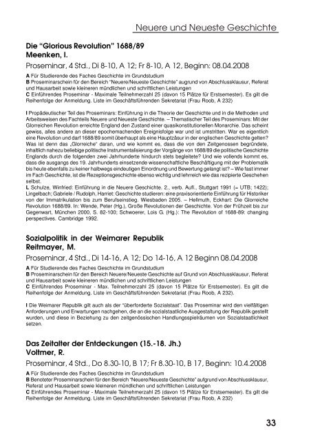 Sommersemester 2008 - Homepage des Fachs Geschichte der ...