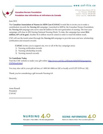 A letter to all members from CANAC and the Canadian Nurses ...