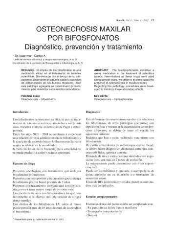 OSTEONECROSIS MAXILAR POR BIFOSFONATOS Diagnóstico prevención y tratamiento