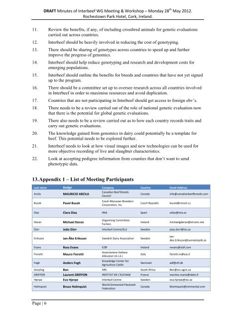 Minutes of the Interbeef Working Group meeting May - ICAR