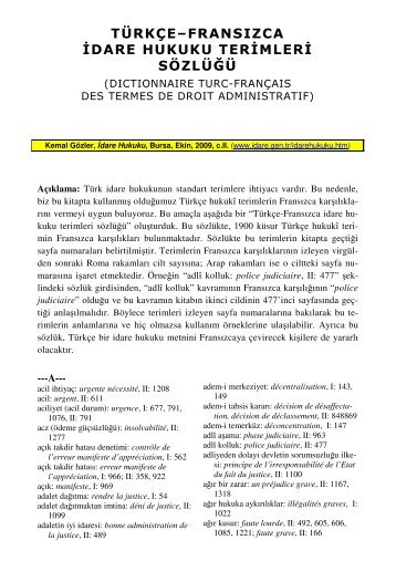 TÜRKÇE–FRANSIZCA ĐDARE HUKUKU ... - İdare.gen.tr