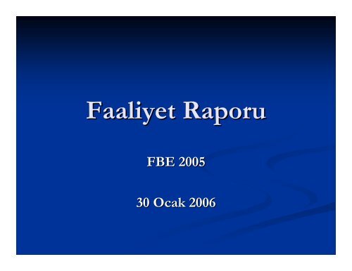 Faaliyet Raporu