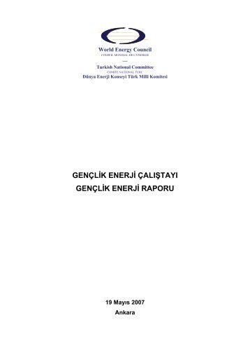 genÃ§lik enerji Ã§alÄ±ÅtayÄ± genÃ§lik enerji raporu - DÃ¼nya Enerji Konseyi ...