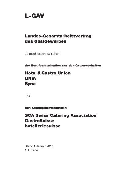 Landes-Gesamtarbeitsvertrag des Gastgewerbes Hotel & Gastro ...