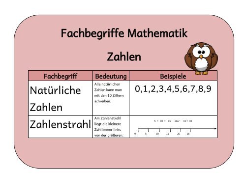 Fachbegriffe Mathematik Zahlen