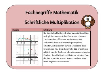 Fachbegriffe Mathematik Schriftliche Multiplikation