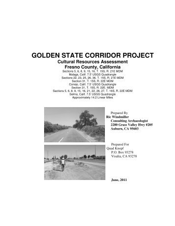 GOLDEN STATE CORRIDOR PROJECT Cultural Resources