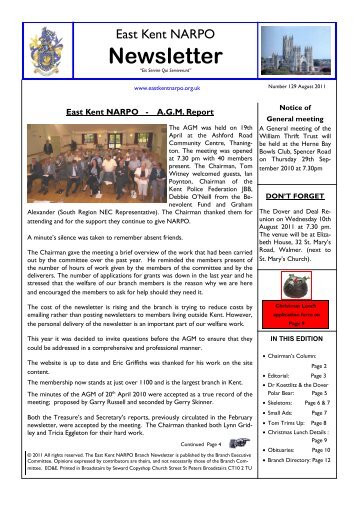 Newsletter 129 - August 2011 - The National Association