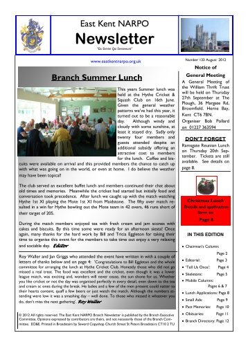 Newsletter 133 (web) - August 2012 - The National Association