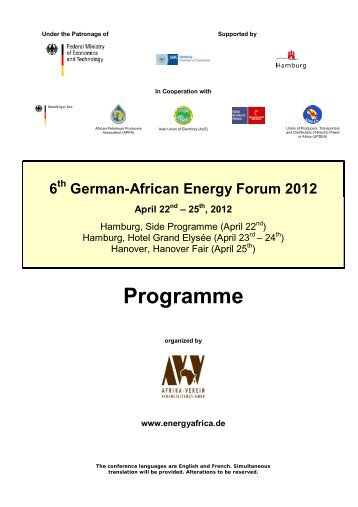 Programme - Afrika-Verein der deutschen Wirtschaft eV