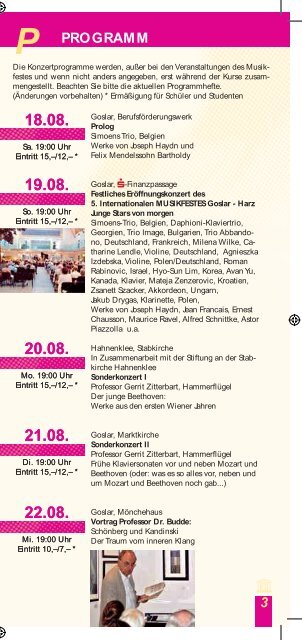 Programm - Internationales Musikfest Goslar