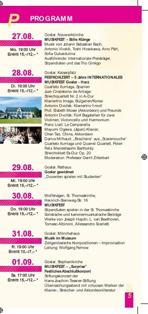 Programm - Internationales Musikfest Goslar