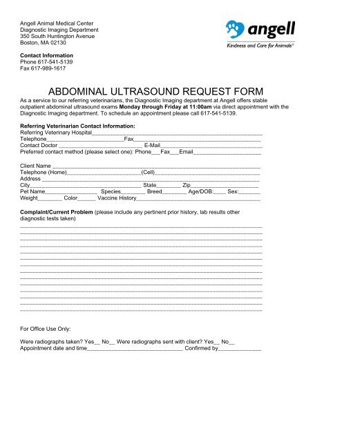 ABDOMINAL ULTRASOUND REQUEST FORM