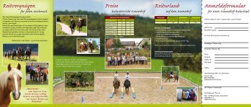 Reitvergnügen Preise Reiturlaub Anmeldeformular