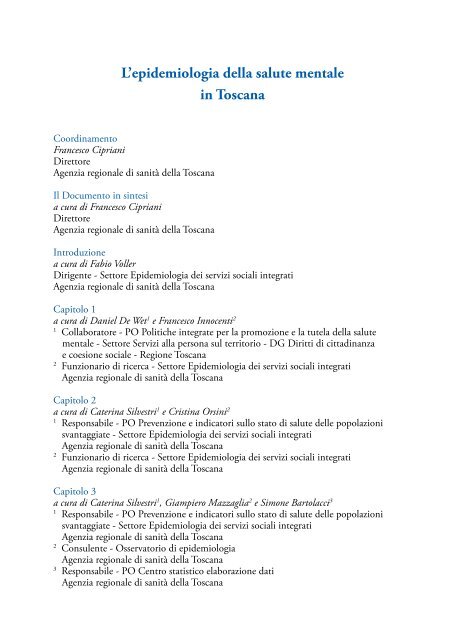 l'epidemiologia della salute mentale in toscana - Agenzia Regionale ...