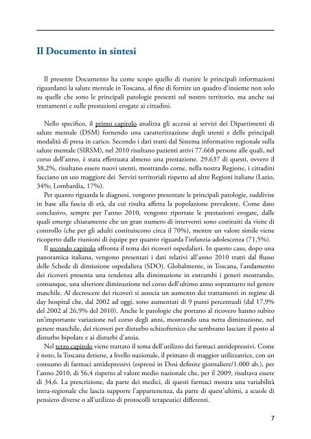 l'epidemiologia della salute mentale in toscana - Agenzia Regionale ...