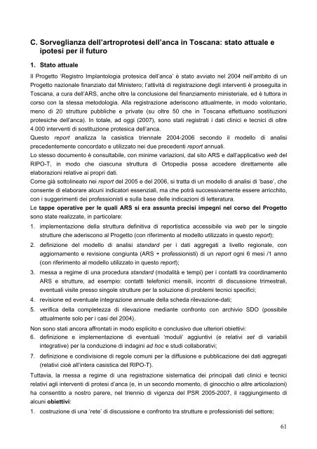 Pubblicazione - Agenzia Regionale di SanitÃ  della Toscana