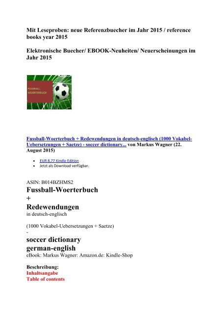 Technik + Sport-Fussball: deutsch-englisch uebersetzen (neue ebooks:  german-english kindle dictionaries glossaries