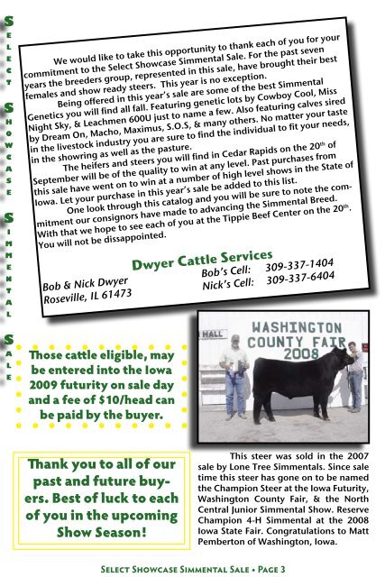 Select Showcase Simmental Sale - Dwyer Cattle Services