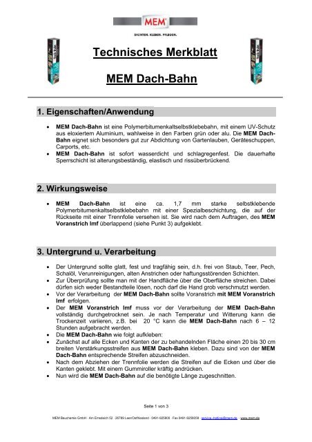 Technisches Merkblatt Mem Trockener Keller – GLHW
