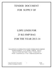 TENDER DOCUMENT FOR SUPPLY OF LDPE LINER FOR 25 KG SMP BAG FOR THE YEAR 2013-14