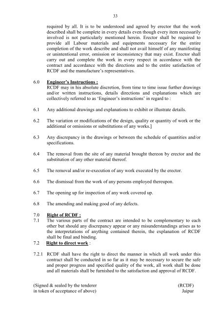 TENDER DOCUMENT FOR SUPPLY INSTALLATION & COMMISSIONING OF DAIRY EQUIPMENTS