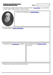 Evolution and Charles Darwin Internet Research Task Name ...