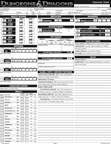 D&D 4E Character Sheet