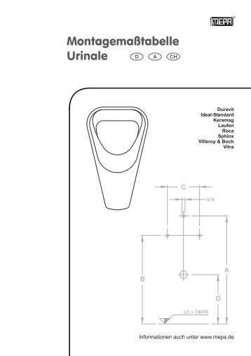 Montagemasstabellen Urinale - MEPA - Pauli und Menden GmbH