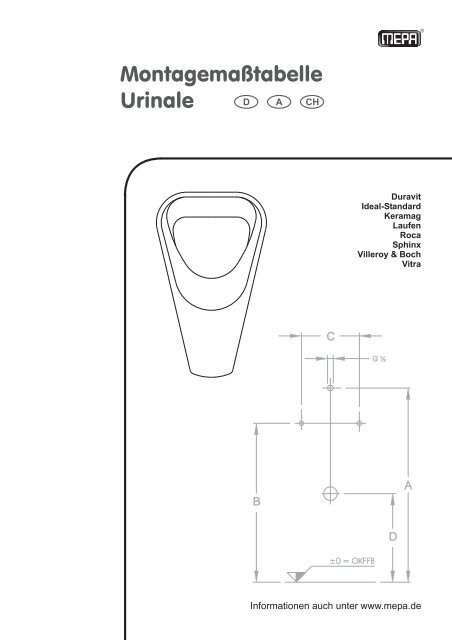 Montagemasstabellen Urinale - MEPA - Pauli und Menden GmbH