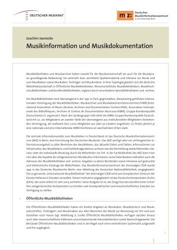 Musikinformation und Musikdokumentation - MIZ