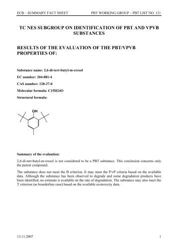 tc nes subgroup on identification of pbt and vpvb substances ... - ESIS