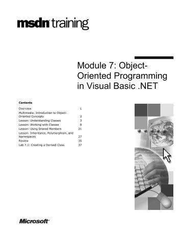 Module 7 Object- Oriented Programming in Visual Basic .NET