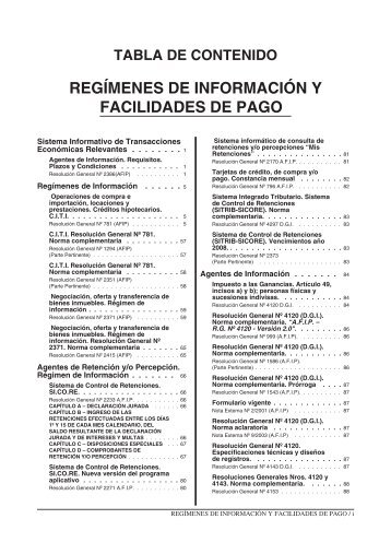 REGÍMENES DE INFORMACIÓN Y FACILIDADES DE PAGO1