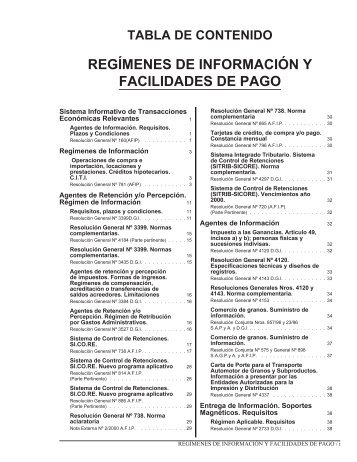 REGÍMENES DE INFORMACIÓN Y FACILIDADES DE PAGO