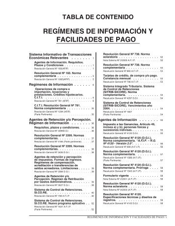 REGÍMENES DE INFORMACIÓN Y FACILIDADES DE PAGO1