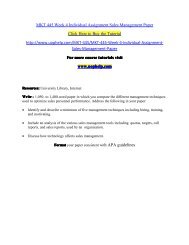 MKT 445 Week 4 Individual Assignment Sales Management Paper/UOPHELP