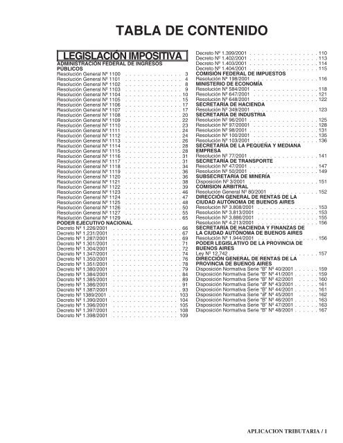 TABLA DE CONTENIDO