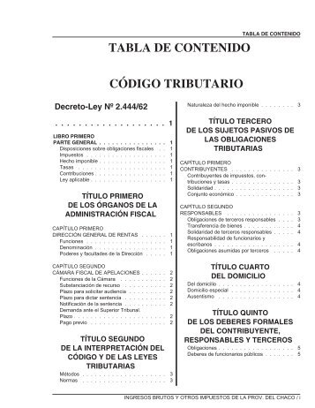 TABLA DE CONTENIDO CÓDIGO TRIBUTARIO1