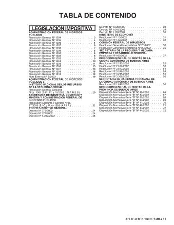 TABLA DE CONTENIDO