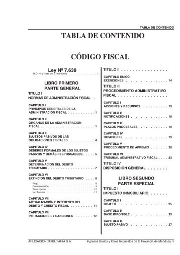 TABLA DE CONTENIDO CÓDIGO FISCAL 1