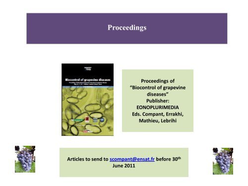 Symposium « Biocontrol of Grapevine Diseases » May 26-27 2011