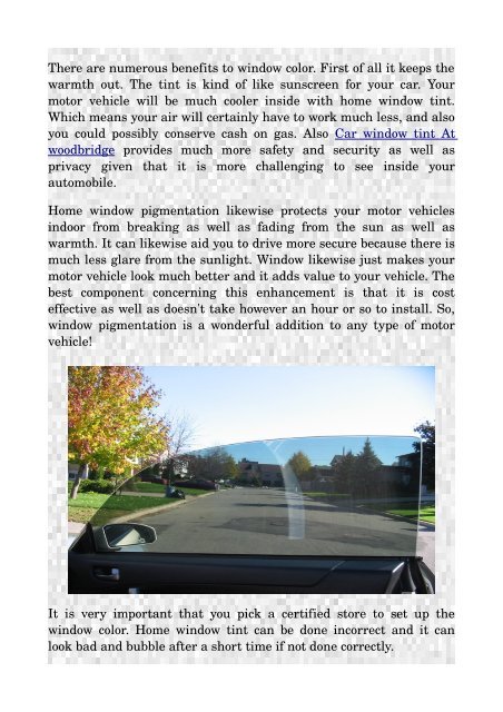 Window Tinting - Simply Exactly what Your Car Requirements.pdf