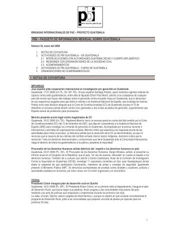 PIM – PAQUETE DE INFORMACIÓN MENSUAL SOBRE GUATEMALA 1 NOTAS DE COYUNTURA