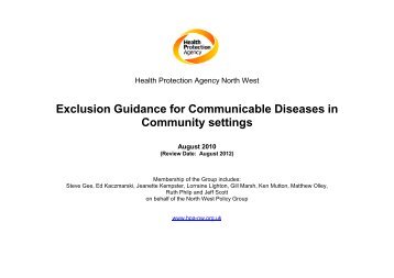 Exclusion guidance for communicable diseases in community settings