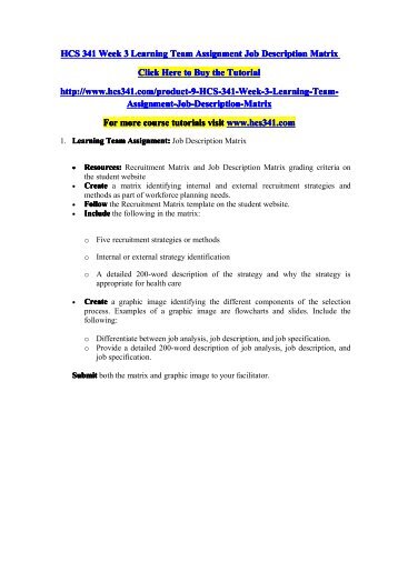 job description matrix Job requirement matrix (jrm) task specific tasks task dimension importance ( % time spent) nature ksaos importance to tasks ( 1 ± 5 ratings ) 1. job description matrix Job requirement matrix (jrm) task specific tasks task dimension importance ( % time spent) nature ksaos importance to tasks ( 1 ± 5 ratings ) 1.