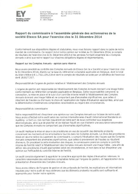 Etexco Rapport du commissaire 2015